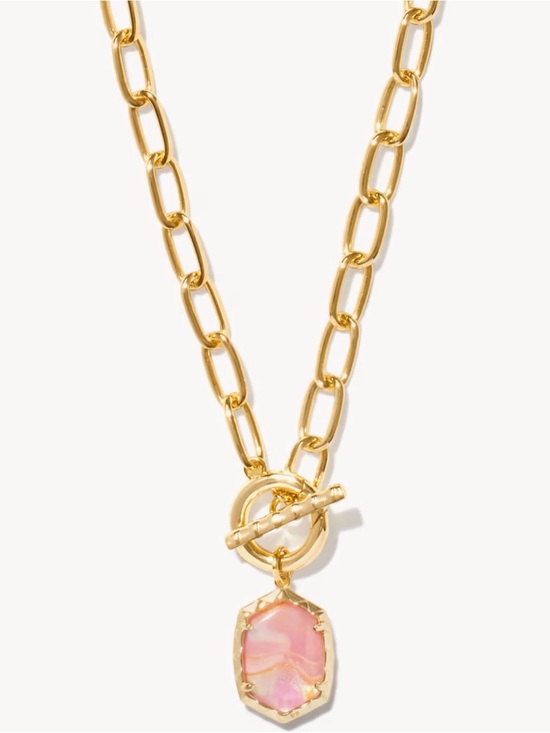 Kendra Scott Jewelry - Kendra Scott Gold Chain Necklace with Pink Pendant Charm